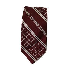 Vintage Carriage Cravats Tie Men Necktie Red Burgundy White Polyester